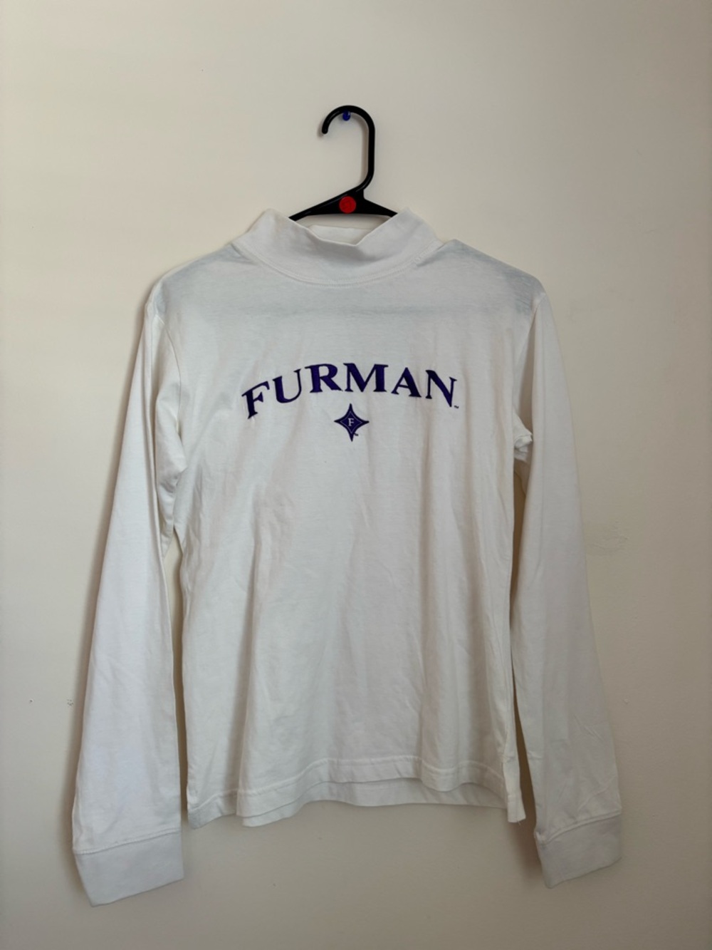 Red Oak Furman White Long Sleeve Logo Turtleneck